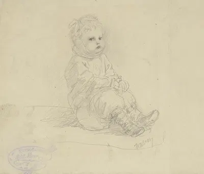 Sitting toddler by Вильгельм Амандус Бир — digital art print download