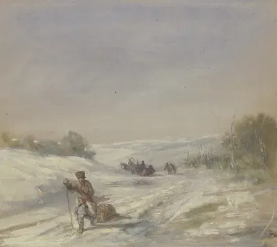 Snowy landscape by Вильгельм Амандус Бир — digital art print download
