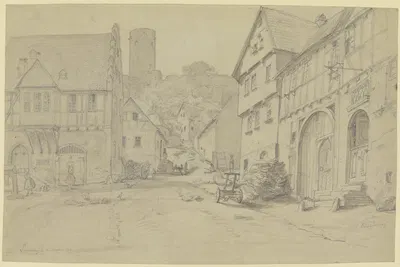 Street in Münzenberg by Вильгельм Амандус Бир, 1859 — digital art print download