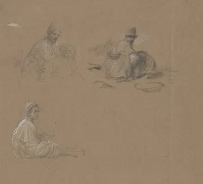 Studienblatt; dre sitzende Männer by Wilhelm Amandus Beer — digital art print download