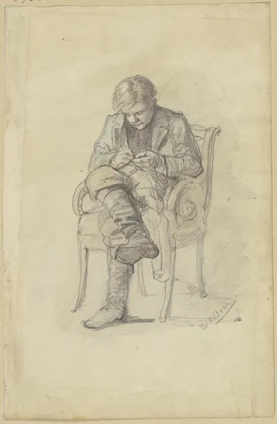 Young man on a chair by Wilhelm Amandus Beer — digital art print download
