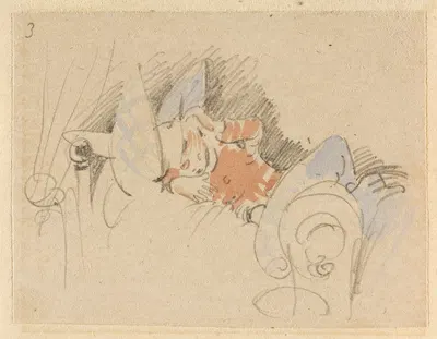 Die gestörte, aber glücklich wieder errungene Nachtruhe (Der Floh); 3 by Wilhelm Busch, 1862 — digital art print download