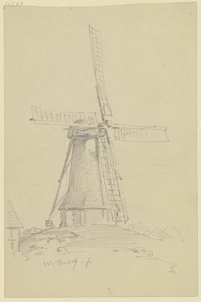 Dutch windmill by Wilhelm Busch — digital art print download