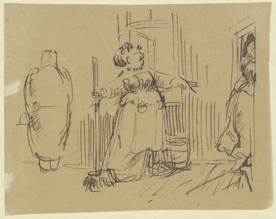 Frau Knopp beim Hausputz by Wilhelm Busch, 1876 — digital art print download