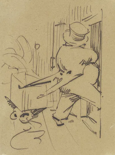 Herr Knopp durchschreitet einen Raum by Wilhelm Busch, 1876 — digital art print download