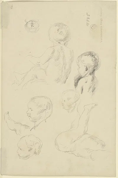 Seven studies of small children by Wilhelm Busch — digital art print download