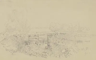 Steinbrücke in weiter Landschaft by Wilhelm Busch — digital art print download