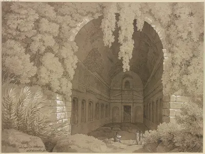 Blick in eine antike, tonnengewölbte Grotte by Вильгельм Фридрих Гмелин — digital art print download