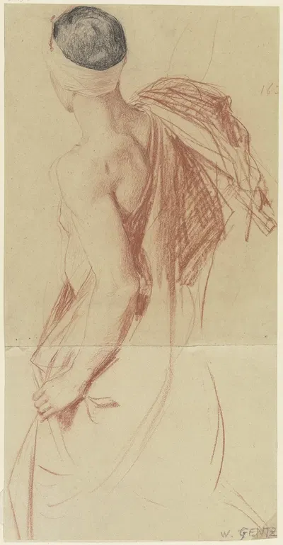 Male back half nude by Wilhelm Gentz, 1886 — digital art print download