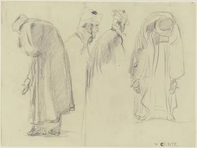 Studie zur Gruppe der Juden auf dem Gemälde 'Einzug des preußischen Kronprinzen in Jerusalem' by Wilhelm Gentz, 1868 —…