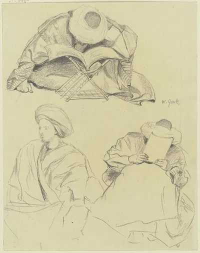 Studienblatt; Arabische Gelehrte mit Büchern by Wilhelm Gentz, 1879 — digital art print download