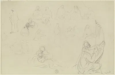 Studienblatt; Szenen in Ägypten by Wilhelm Gentz, 1850 — digital art print download