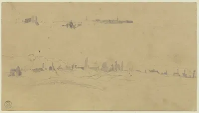 Zwei Wüstenstudien, in der Ferne eine Stadt by Wilhelm Gentz, 1850 — digital art print download