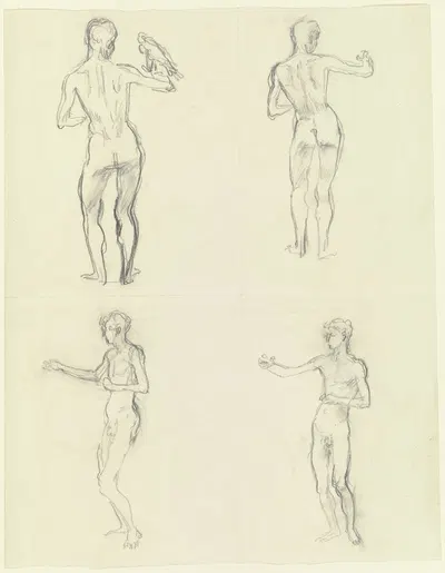 Nudes of young men by Wilhelm Rietschel — digital art print download