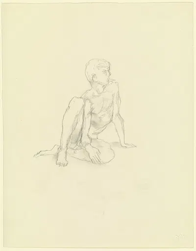Nude of a sitting boy by Wilhelm Rietschel — digital art print download