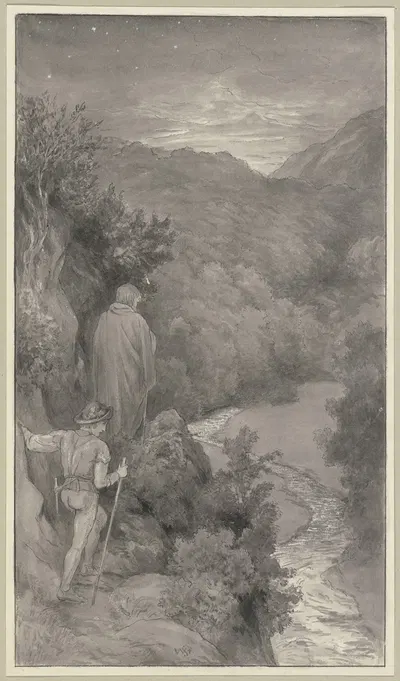 Brun und Diether auf dem Heimweg by Вильгельм Штайнхаузен — digital art print download