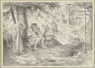 Diether und die Köhlerfamilie im Walde by Вильгельм Штайнхаузен — digital art print download