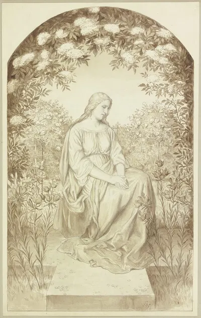 Irmela sitting in the garden by Вильгельм Штайнхаузен — digital art print download