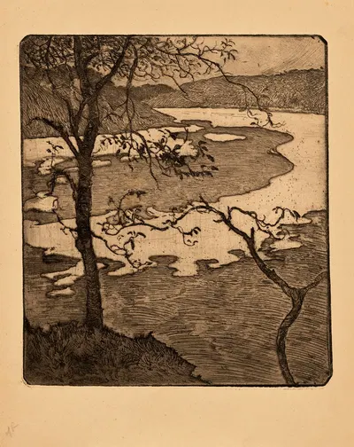 Arbres au-dessus d’un estuaire (Trees above the Estuary) by Арман Сеган, 1892 — digital art print download