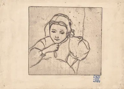 Buste de fillette bretonne (Young Breton Woman adjusting her hat) by Арман Сеган, 1893-1894 — digital art print download