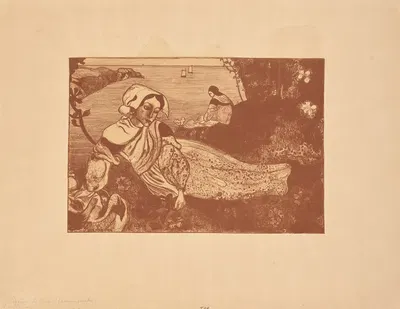 La Primavera (Femme Couchée) (Breton woman reclining by the sea) by Armand Seguin, 1894-1895 — digital art print download