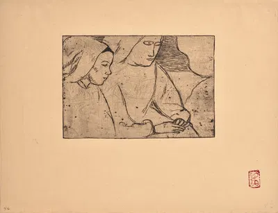Profils de deux Bretonnes ( Profiles of two Breton Women) by Арман Сеган, 1893-1894 — digital art print download