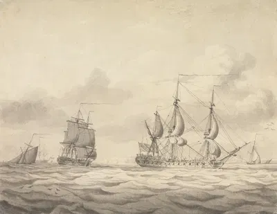 Two Frigates before the Wind by Чарльз Брукинг — digital art print download