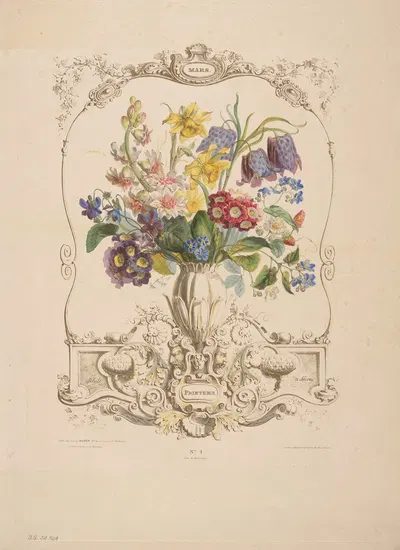 Flore des quatre saisons Pl.01 by Louis-Pierre Schilt, 1835 — digital art print download