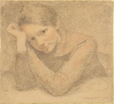 Portrait of a Young Girl by Франсуа Гиге, 1920 — digital art print download