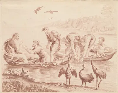 The Miraculous Draught of Fishes by George Baxter, 1855 — digital art print download