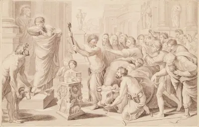 The Sacrifice at Lystra by George Baxter, 1855 — digital art print download