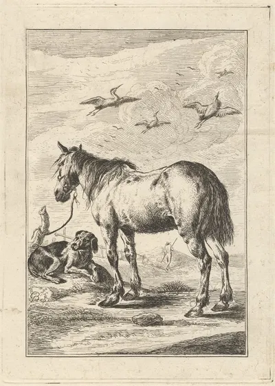 A Horse and a dog by George Bickham the Younger — digital art print download