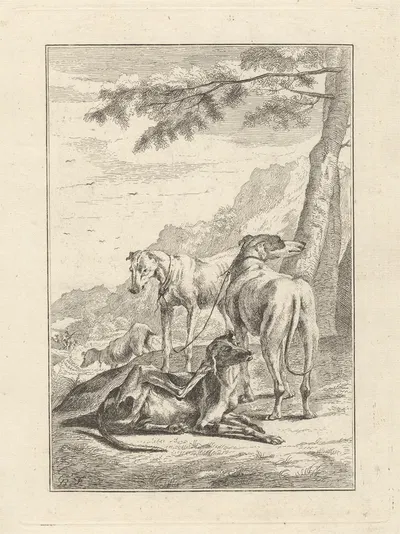 Four dogs by George Bickham the Younger — digital art print download