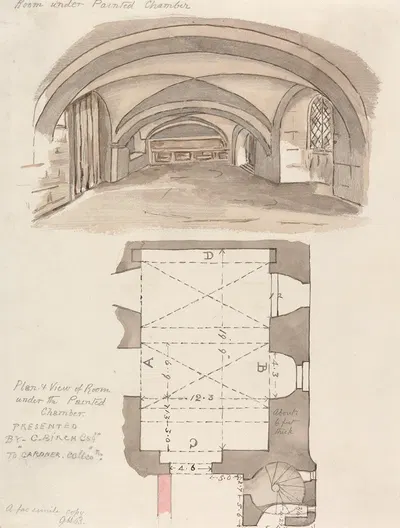 Plan and View of Room under the Painted Chamber by George Birch, 1827 — digital art print download
