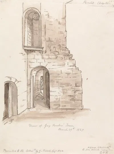 View of Guy Fawkes' Tower by George Birch, 1827 — digital art print download
