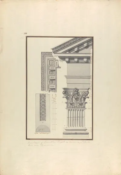 Details of a Corinthian Temple on the Acropolis of Pergamon by Giovanni Battista Borra — digital art print download