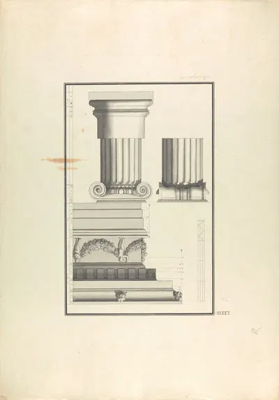 Details of an Ionic Capital, Column, and Frieze from Hierapolis (now Pamukkale) by Giovanni Battista Borra — digital art…