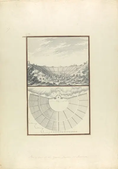 Plan and View of the Third Theater at Laodicea by Giovanni Battista Borra — digital art print download