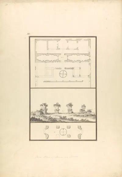 Plan, View and Second Plan of Ruins at Sardis by Giovanni Battista Borra — digital art print download
