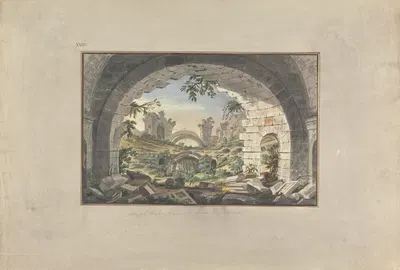 Ruins at Pergamon, Probably of the Amphitheatre by Giovanni Battista Borra — digital art print download