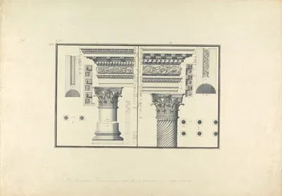 Two Corinthian Pillars Found near the Ionic Temple at Aphrodisias (now Geyve) by Giovanni Battista Borra — digital art…