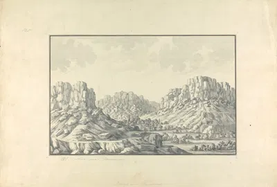 View of Hill Towns or Ruins near Damascus by Giovanni Battista Borra, 1751 — digital art print download