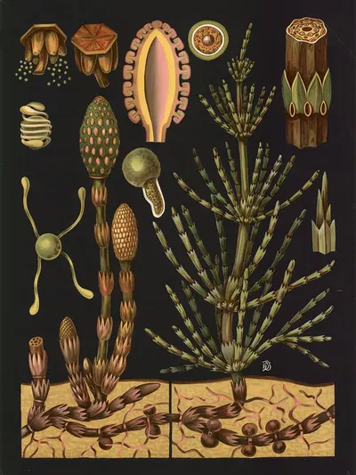 Field horsetail (Equisetum arvense) by Gottlieb von Koch, 1909 — digital art print download
