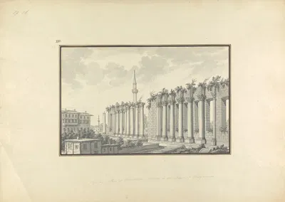 View of Ruins of the Asclepium at Pergamon by Giovanni Battista Borra — digital art print download
