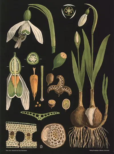 Snowdrop (Galanthus nivalis) by Gottlieb von Koch, 1909 — digital art print download