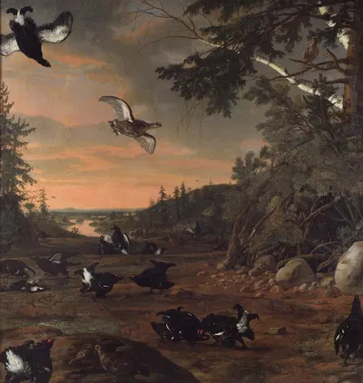 Black Cocks at Ground by Давид Клёкер Эренштраль, 1675 — digital art print download