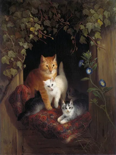 Cat with Kittens by Анриэтта Роннер-Книп, 1844 — digital art print download