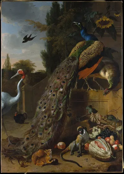Peacocks by Мельхиор д'Ондекайтер, 1683 — digital art print download