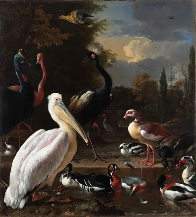 The Floating Feather by Мельхиор д'Ондекайтер, c. 1680 — digital art print download