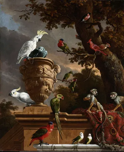 The Menagerie by Мельхиор д'Ондекайтер, c. 1690 — digital art print download